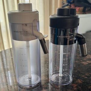 LatteCrema Coffee Frothing Pitcher Set - Black and Gray